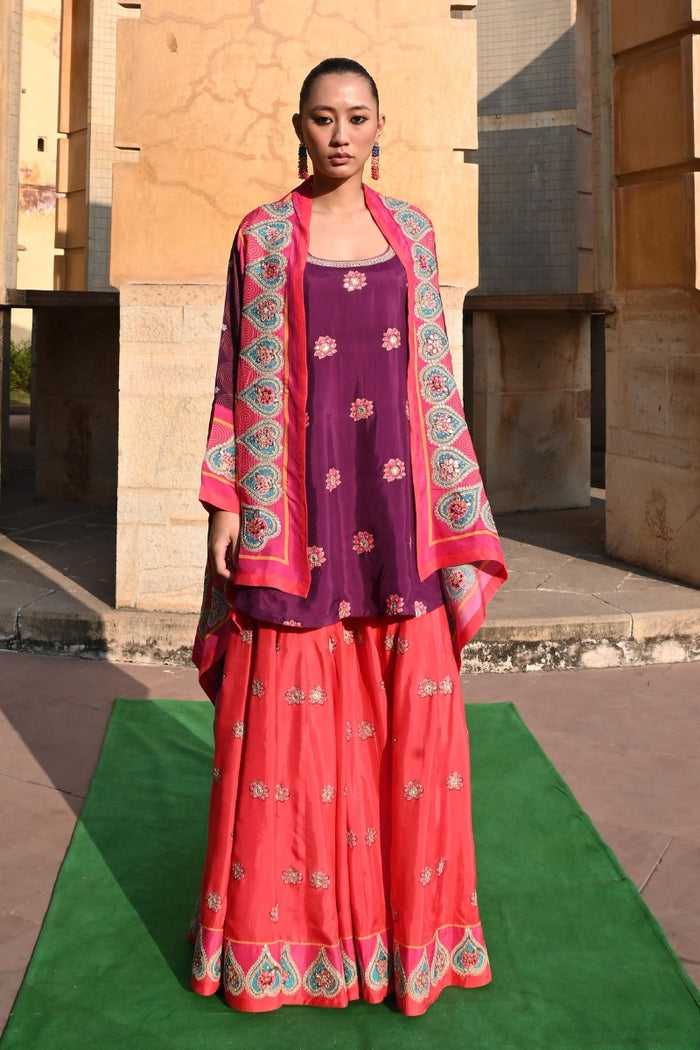 plum cape sharara set for bridal wear,
luxury jantar mantar sharara set with cape,
cape sharara set for special occasions,
plum sharara set with cape for weddings,
traditional sharara set with cape for women,
jantar mantar plum sharara set for festive wear,
designer sharara set with cape for weddings,
sharara choli set for women,
luxury sharara set for women,
indian wedding sharara set,
bridal sharara set,
traditional wedding sharara set,
cape sharara set for special occasions,
ethnic wear shar