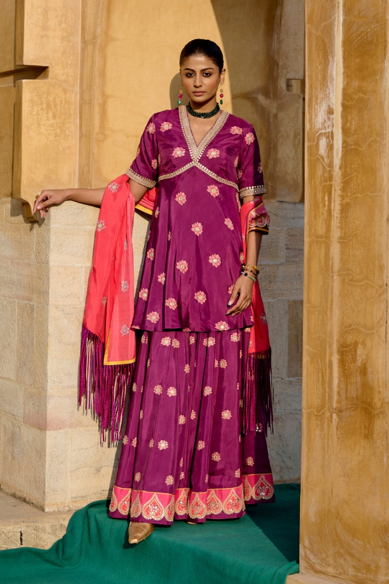 plum sharara set with dupatta for women,
luxury plum sharara set for special occasions,
jantar mantar sharara set for festive wear,
plum sharara set for bridal wear,
traditional plum sharara set for women,
plum sharara set for special occasions,
ethnic plum sharara set for women,
sharara choli set for women,
bridal sharara set for women,
luxury sharara set,
ethnic wear sharara set,
indian sharara set for women,
wedding sharara set for women,
plum sharara with dupatta,
designer sharara set for