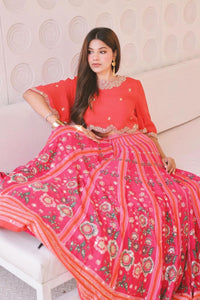 GULMOHAR TARANA RED LEHENGA SET
