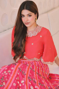 GULMOHAR TARANA RED LEHENGA SET