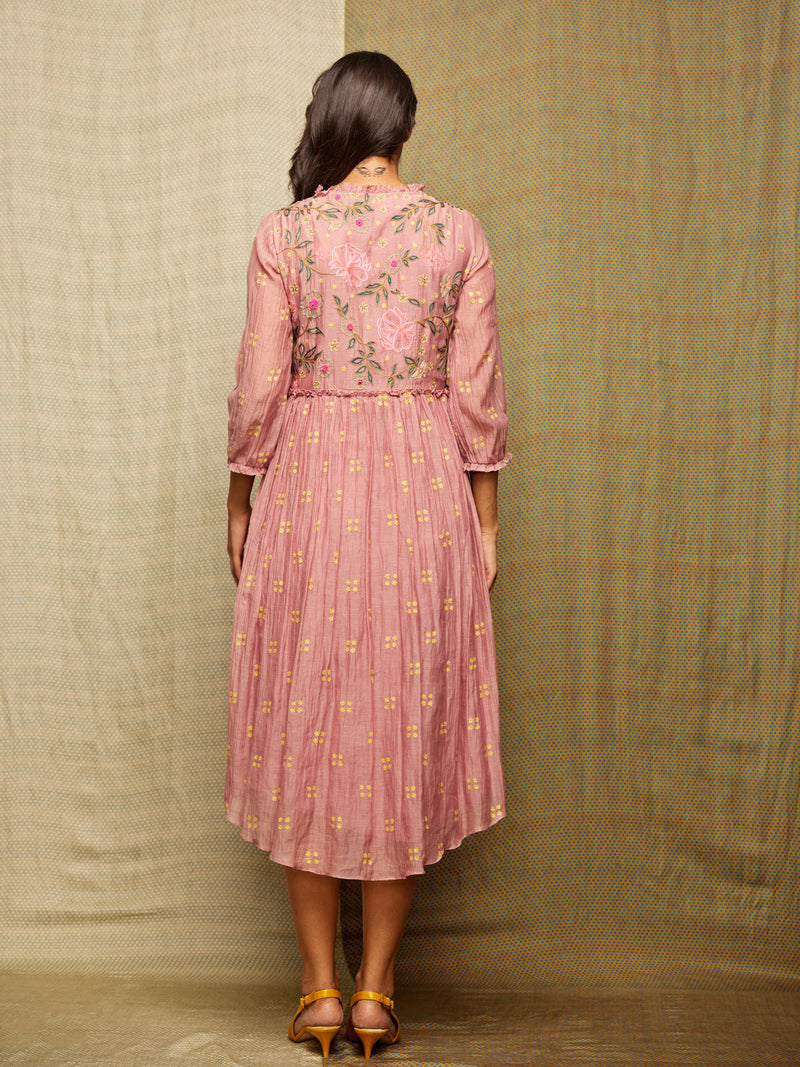 Rose Blush Round Hem Embroidered Tunic/Dress