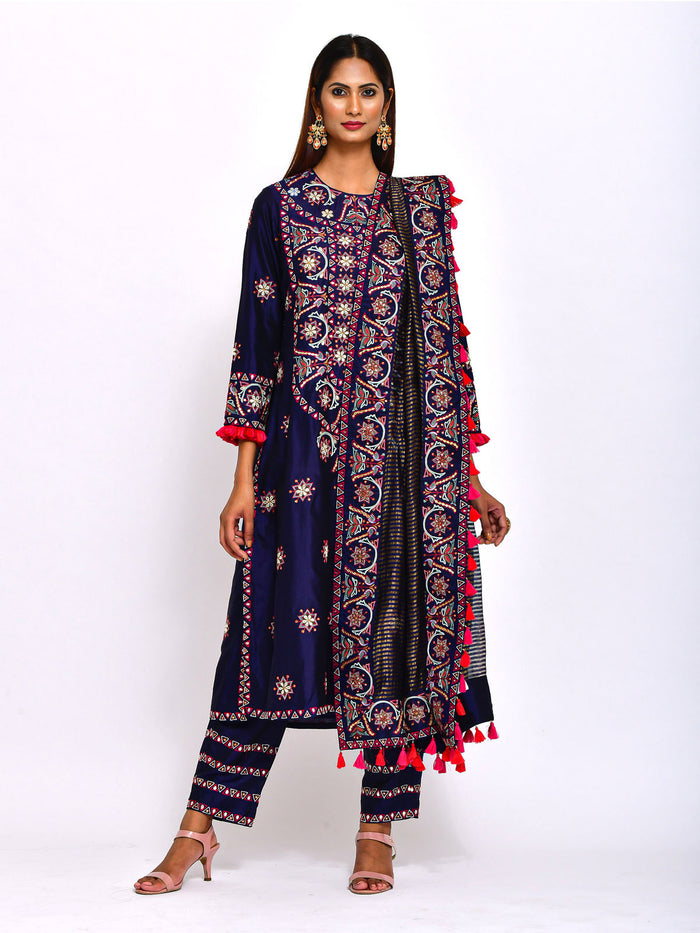 Morbagh Navy Blue Kurta Set