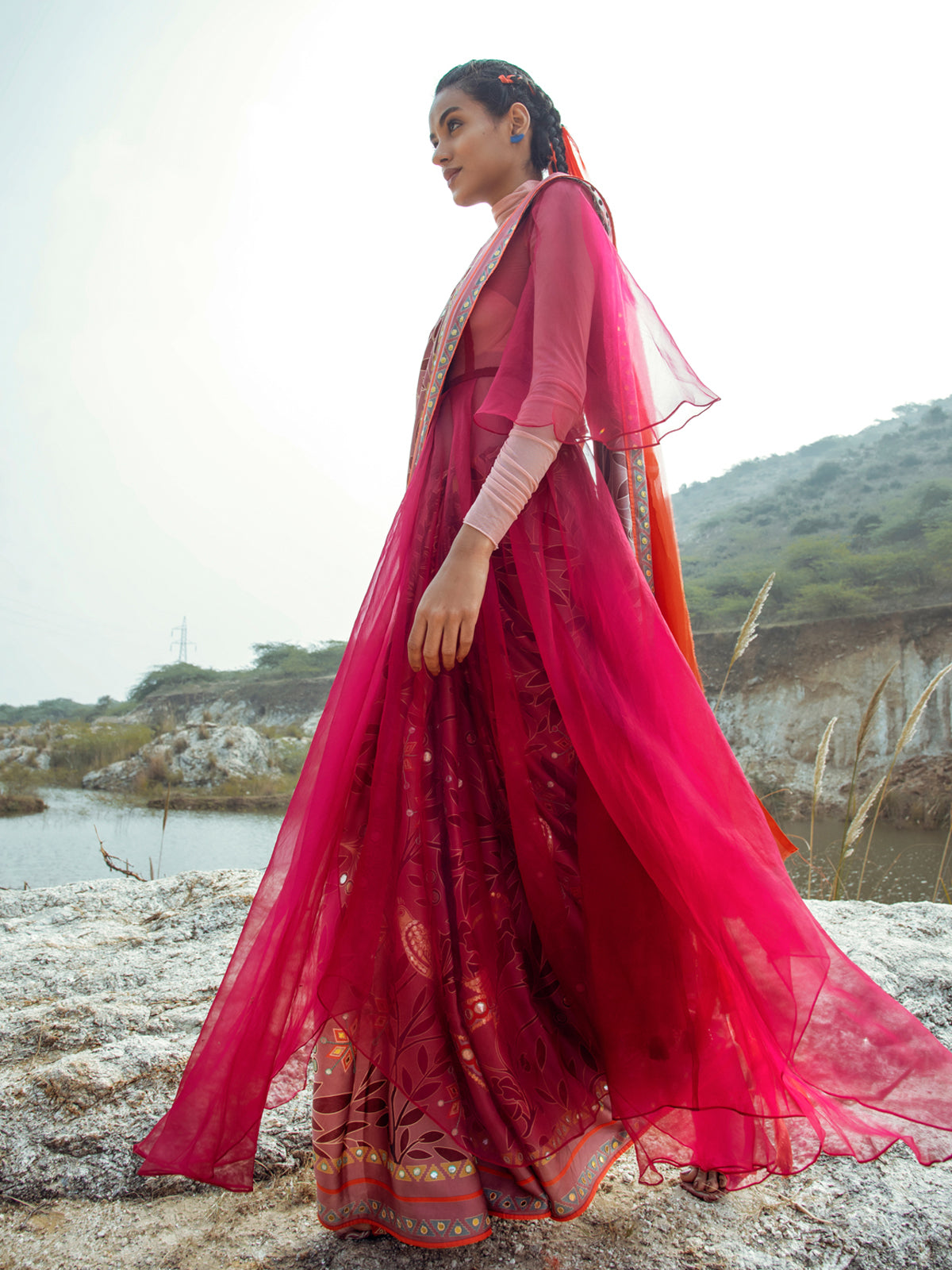 Morbagh Rose Pink Peacock Saree with Blouse