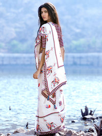 Love For Stripes Crop Top And Printed Saree - Swati Vijaivargie