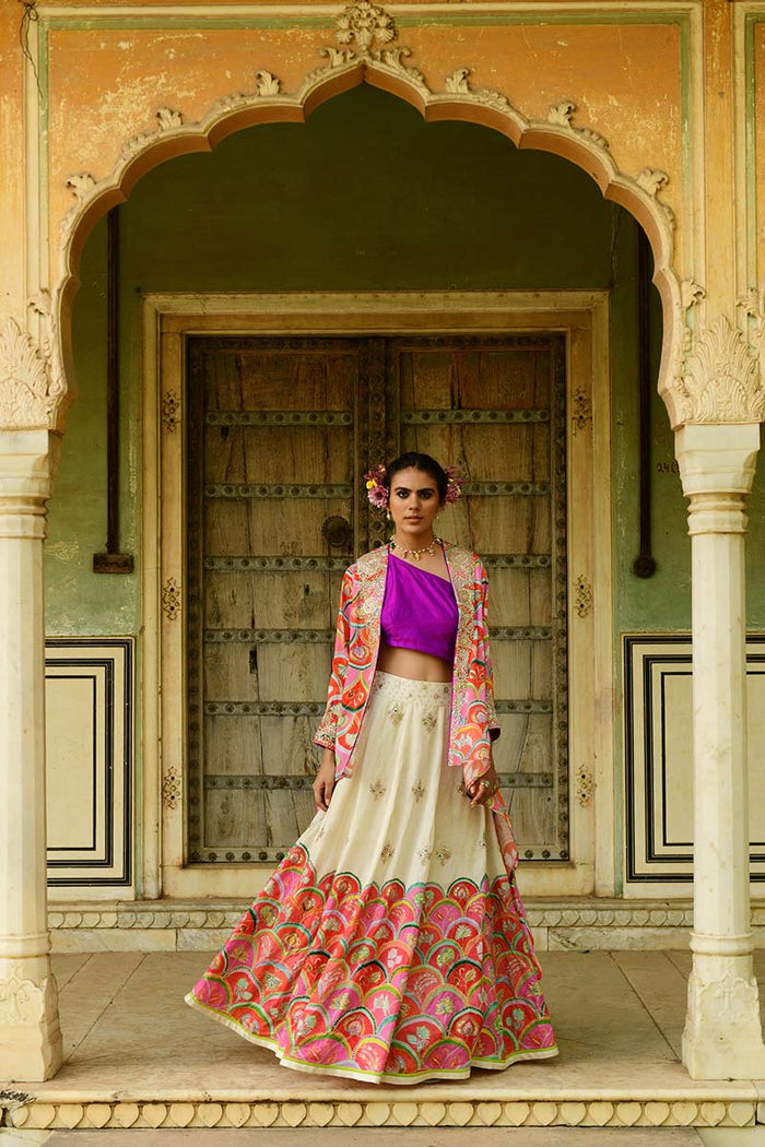 Nargis Lehenga Set with Palash Cape