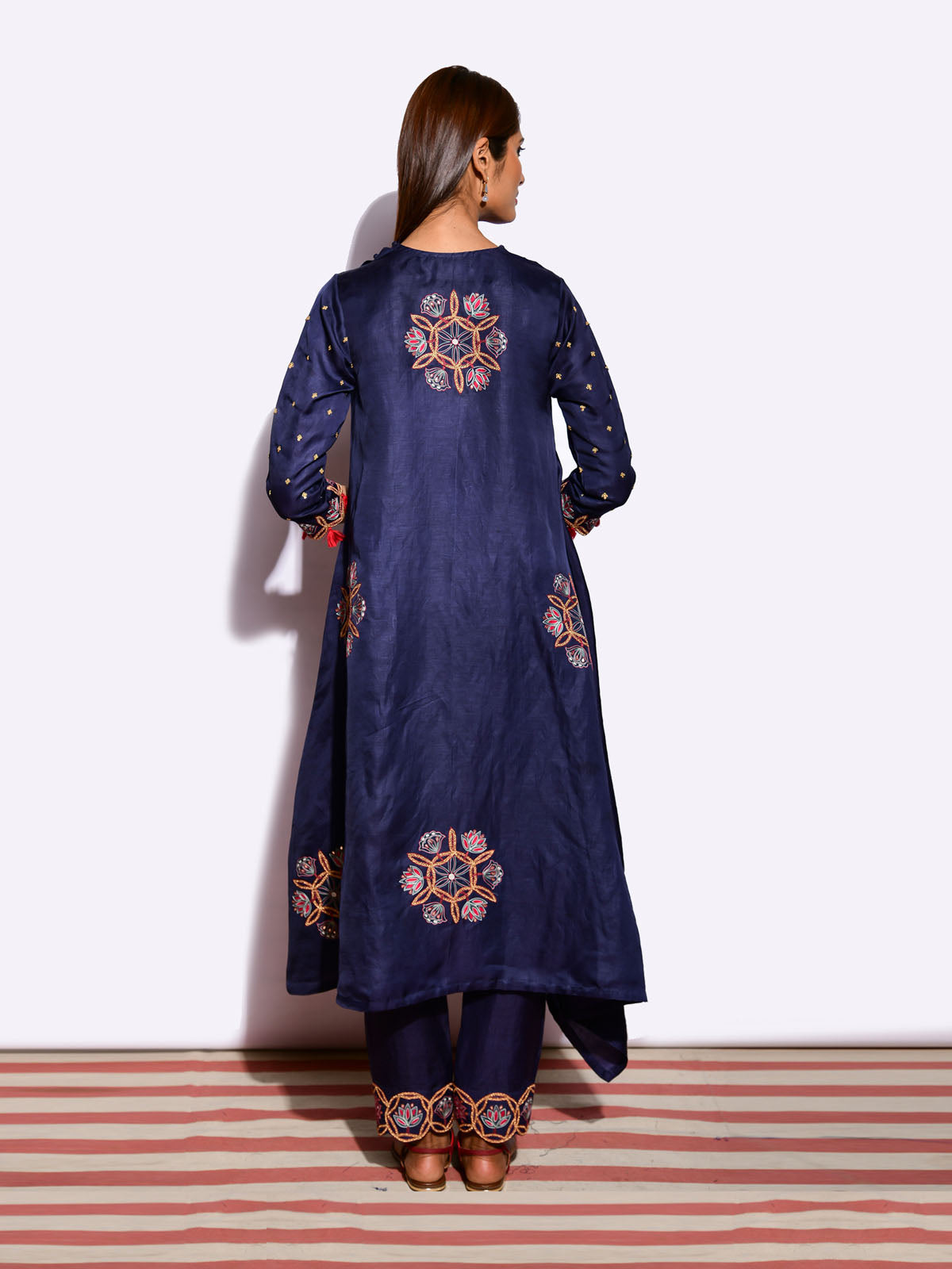 Kamal Asymmetrical Navy Tunic with Pants