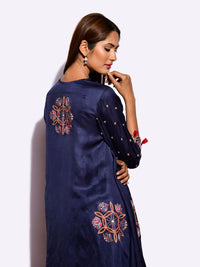Kamal Asymmetrical Navy Tunic with Pants