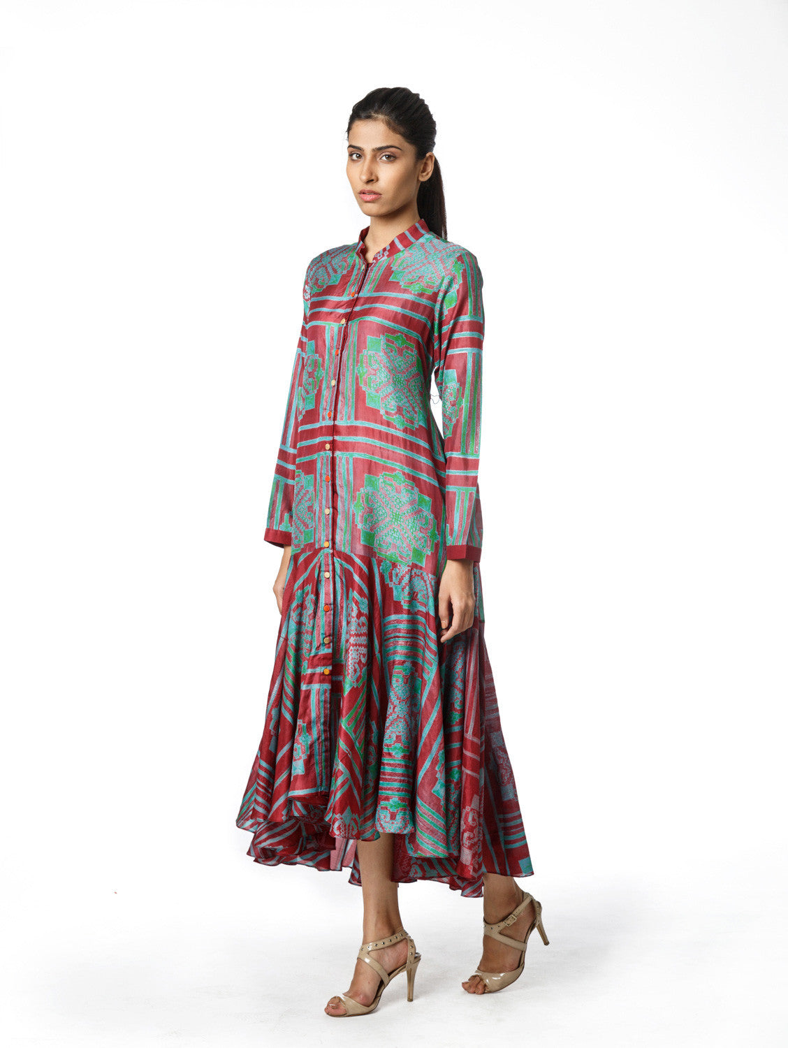 white christmas dresses Ashima Designer Orange Color Short Sleeve Shibori Print Lace Work Gown –  Sheetal Online Fashion Store main image 0