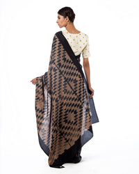 Vidya Balan in our Beige Black Kilim Shibori Saree Set