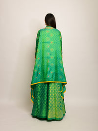 Patang Embroidered Shibori Green Lehenga Cape Set