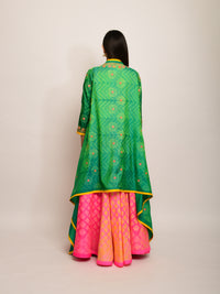 Patang Embroidered Shibori Pink Lehenga Cape Set