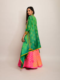 Patang Embroidered Shibori Pink Lehenga Cape Set