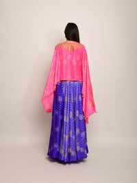 Floral Chevron Embroidered Shibori Purple Lehenga Skirt