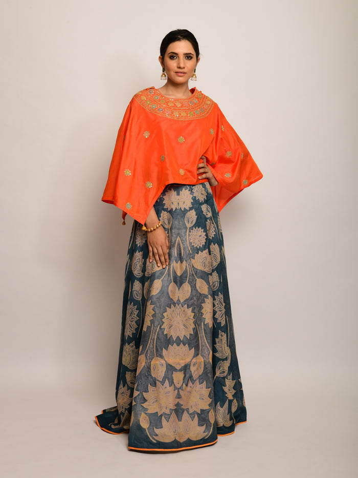 Patang Lotus Grey Shibori Skirt