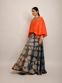 Patang Lotus Grey Shibori Skirt