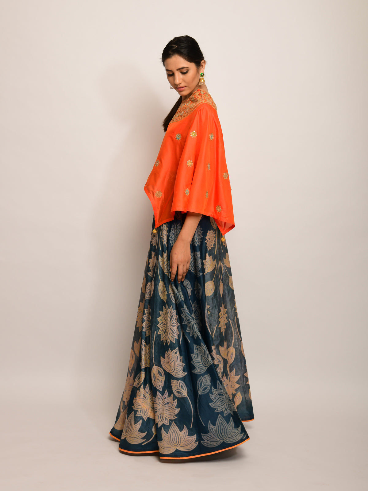 Patang Lotus Grey Shibori Skirt