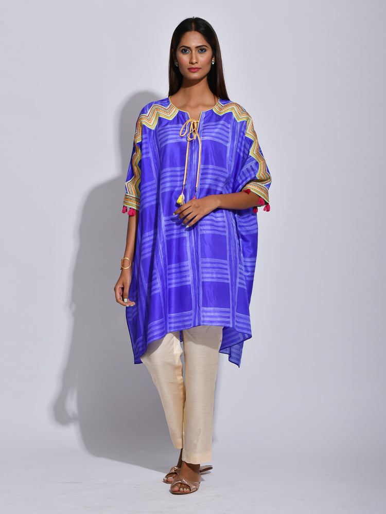 kaftan, tunic, resortwear, shibori silk, silk, indian wear, indianfashion, kurtas, kaftan, embroidered kaftan