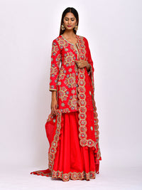 Kamal Short Embroidered Kurta, Sharara and Dupatta