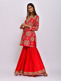 Kamal Short Embroidered Kurta, Sharara and Dupatta