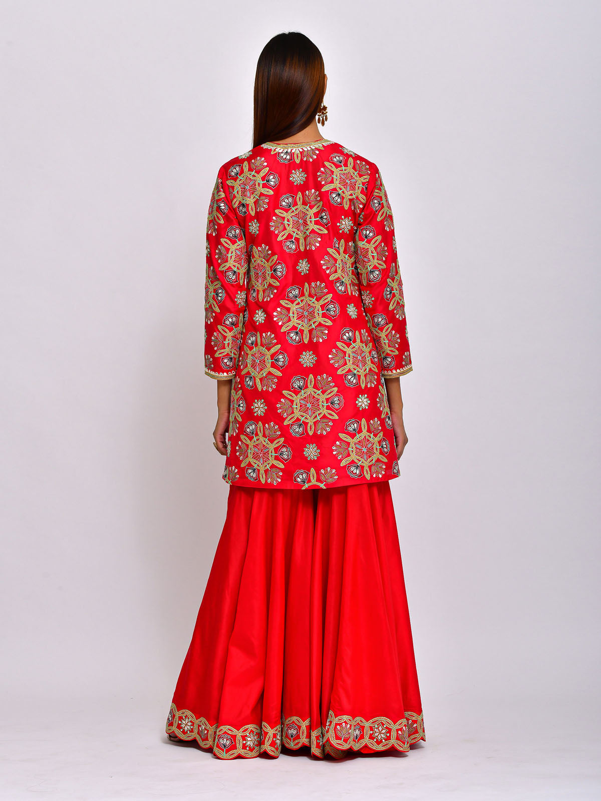 Kamal Short Embroidered Kurta, Sharara and Dupatta