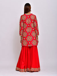 Kamal Short Embroidered Kurta, Sharara and Dupatta