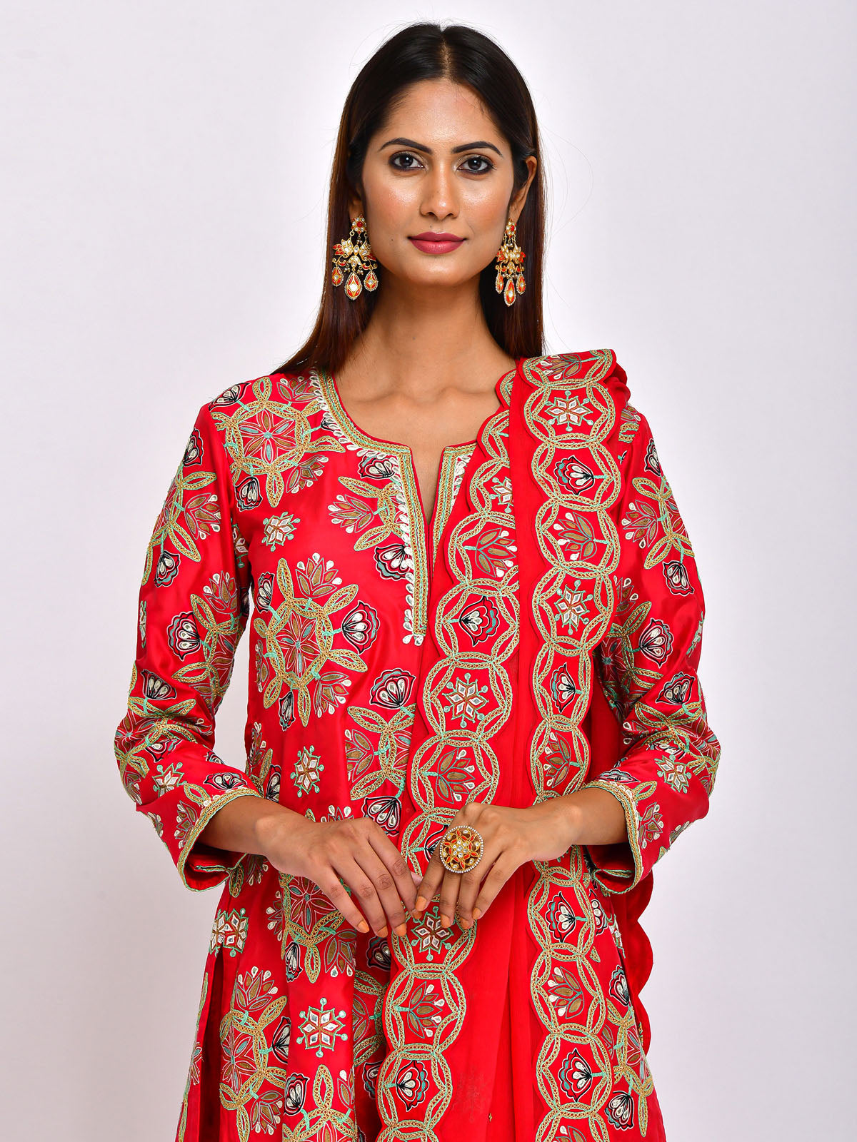 Kamal Short Embroidered Kurta, Sharara and Dupatta