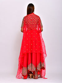 Kamal Crop Top with Asymmetric Lehenga and Cape