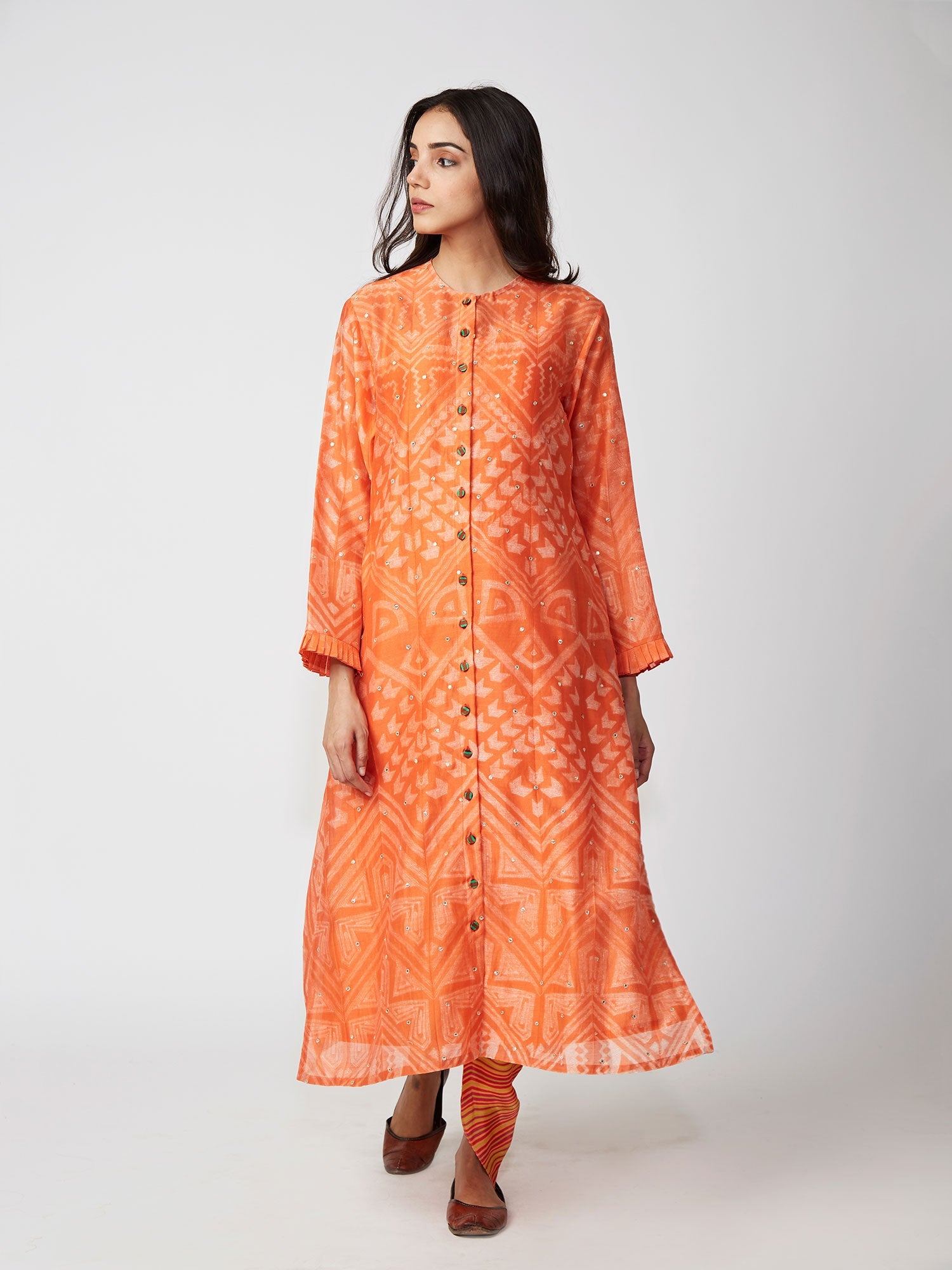 Lohri outfits for women – amber shibori kurta by Swati Vijaivargie