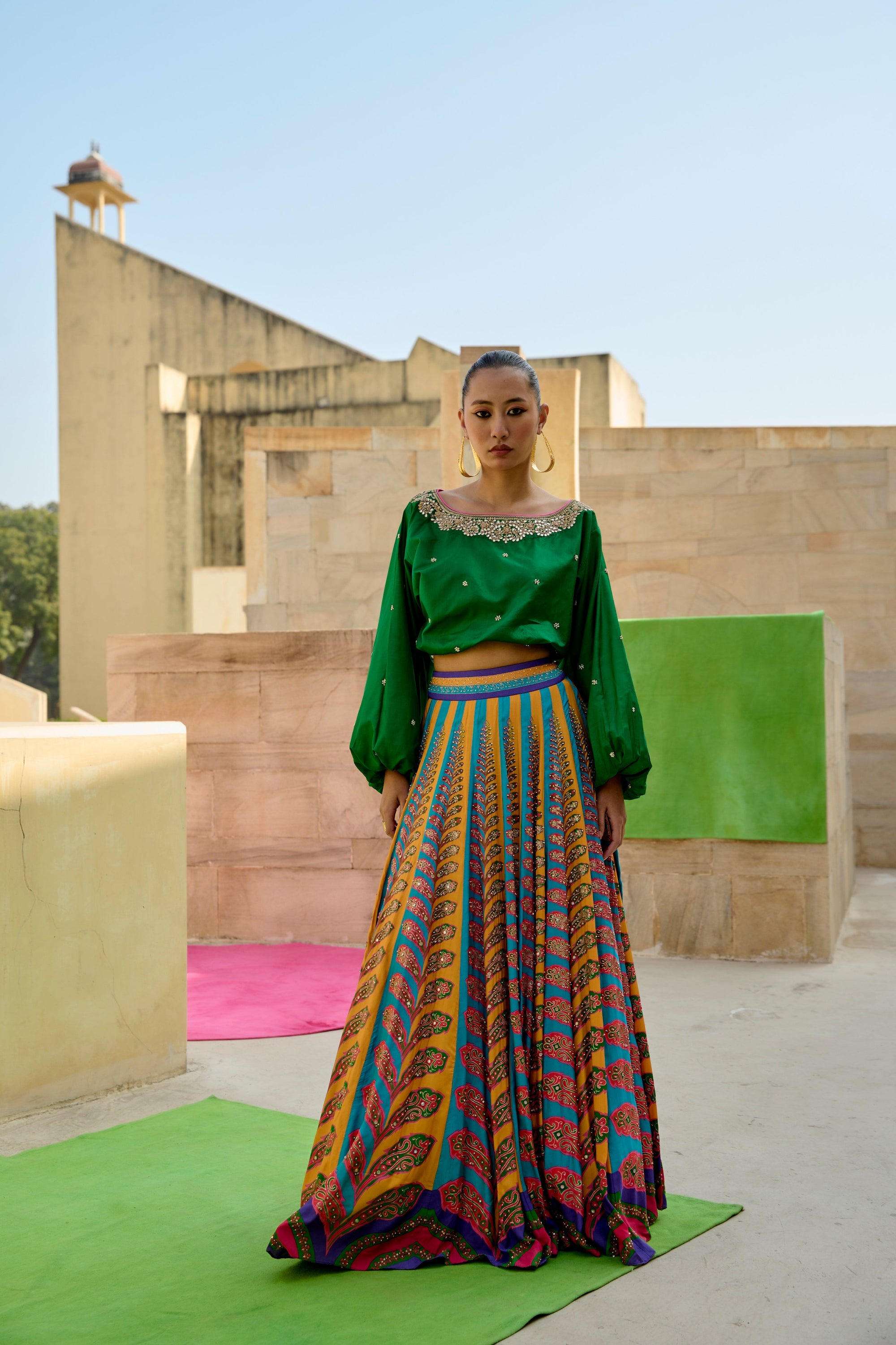 Wedding lehenga for women – embroidered peacock lehenga set by Swati Vijaivargie