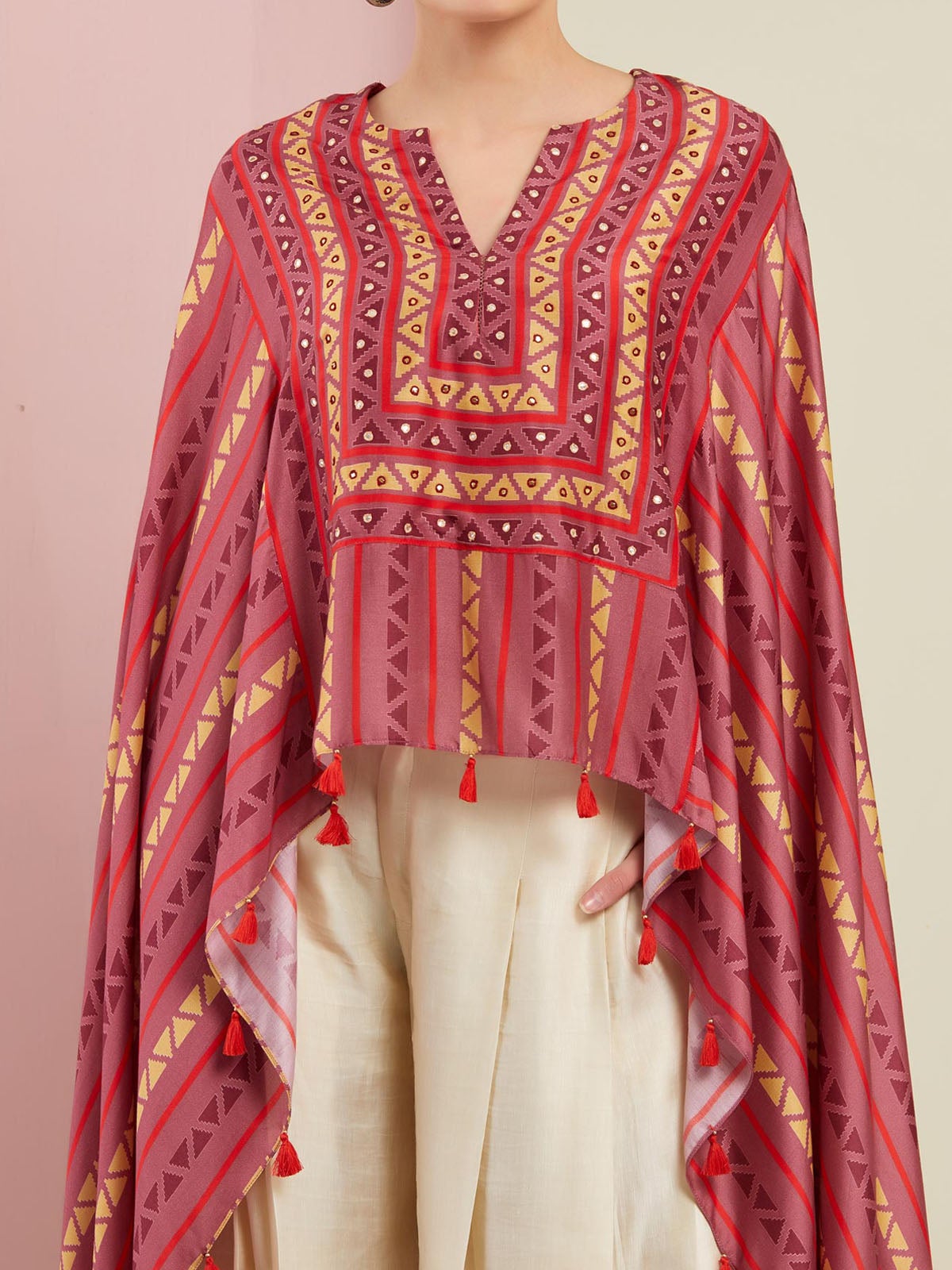 Morbagh Tribal Rose Pink Tribal Cape Set