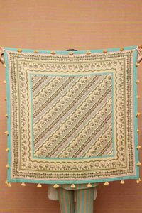 Block Printed Beige with Multi Scarf