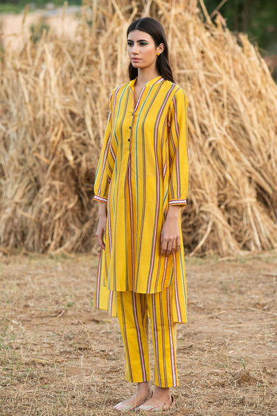 Printed Stripes Yellow Tunic Kurta