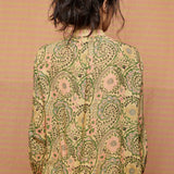 Block Printed Shirt with Striped Pleated Pants