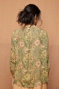 Block Printed Shirt with Striped Pleated Pants