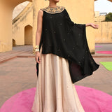 Black Embroidered Chanchal Cape Set