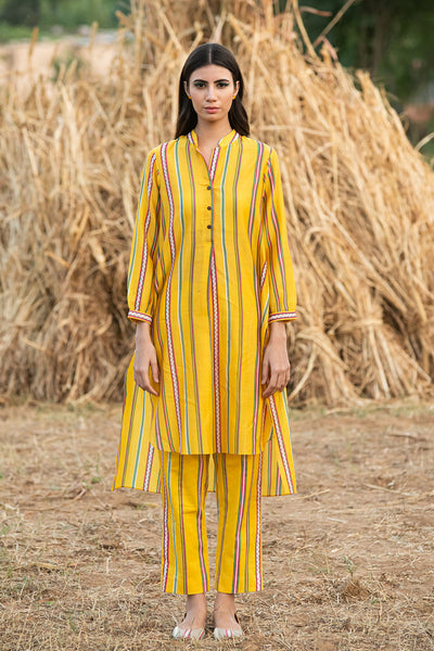 Printed Stripes Yellow Tunic Kurta