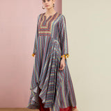 Morbagh Tribal Grey Tribal Asymmetric Kurta