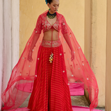 Scarlet Printed Embroidered Lehenga Set
