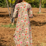 Printed Jaal Beige Placket Kurta