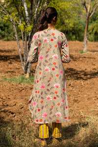 Printed Jaal Beige Placket Kurta