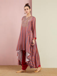 Morbagh Tribal Rose Pink Tribal Asymmetric Kurta