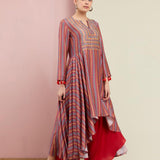 Morbagh Tribal Rose Pink Tribal Asymmetric Kurta