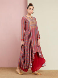 Morbagh Tribal Rose Pink Tribal Asymmetric Kurta