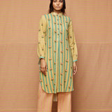 Block Printed Striped Buti Tunic with Striped Pants