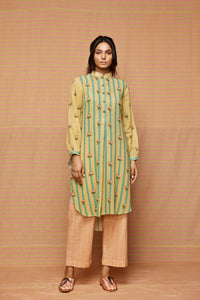Block Printed Striped Buti Tunic with Striped Pants