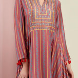 Morbagh Tribal Rose Pink Tribal Asymmetric Kurta