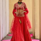 Scarlet Printed Embroidered Lehenga Set
