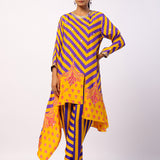 Purple Nalini Embroidered Printed Asymmetric Kurta Set