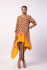 Purple Nalini Embroidered Printed Asymmetric Kurta Set