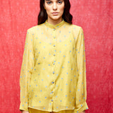 Yellow Embroidered Chanderi Shirt